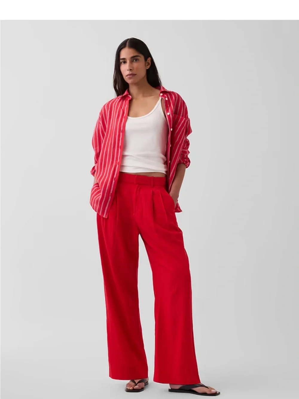 365 High Rise Linen-Blend Trousers
